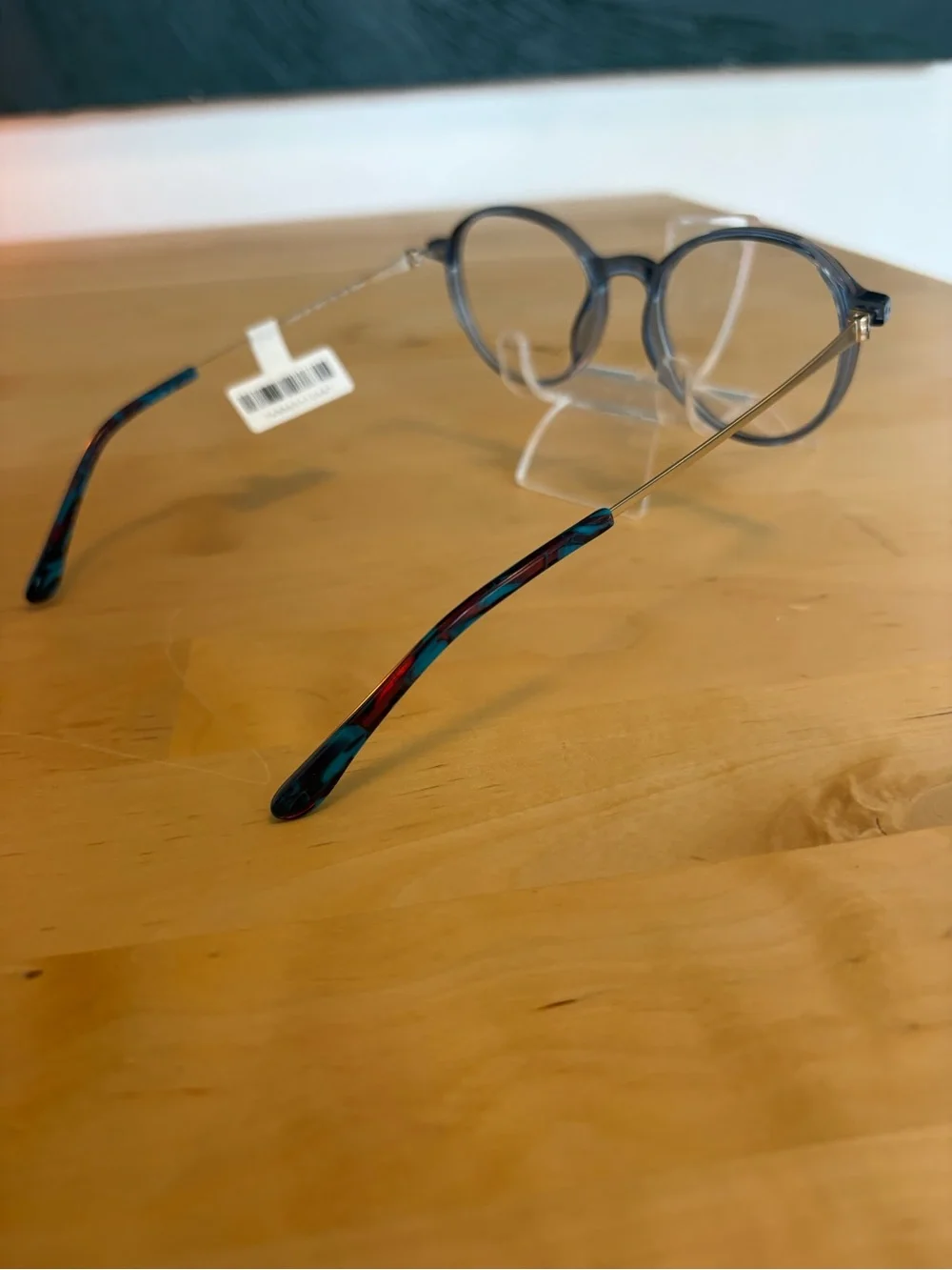 Chlogan Eyewear Round Translucent Blue Eyeglasses Silver Temples 9125 50-16-145